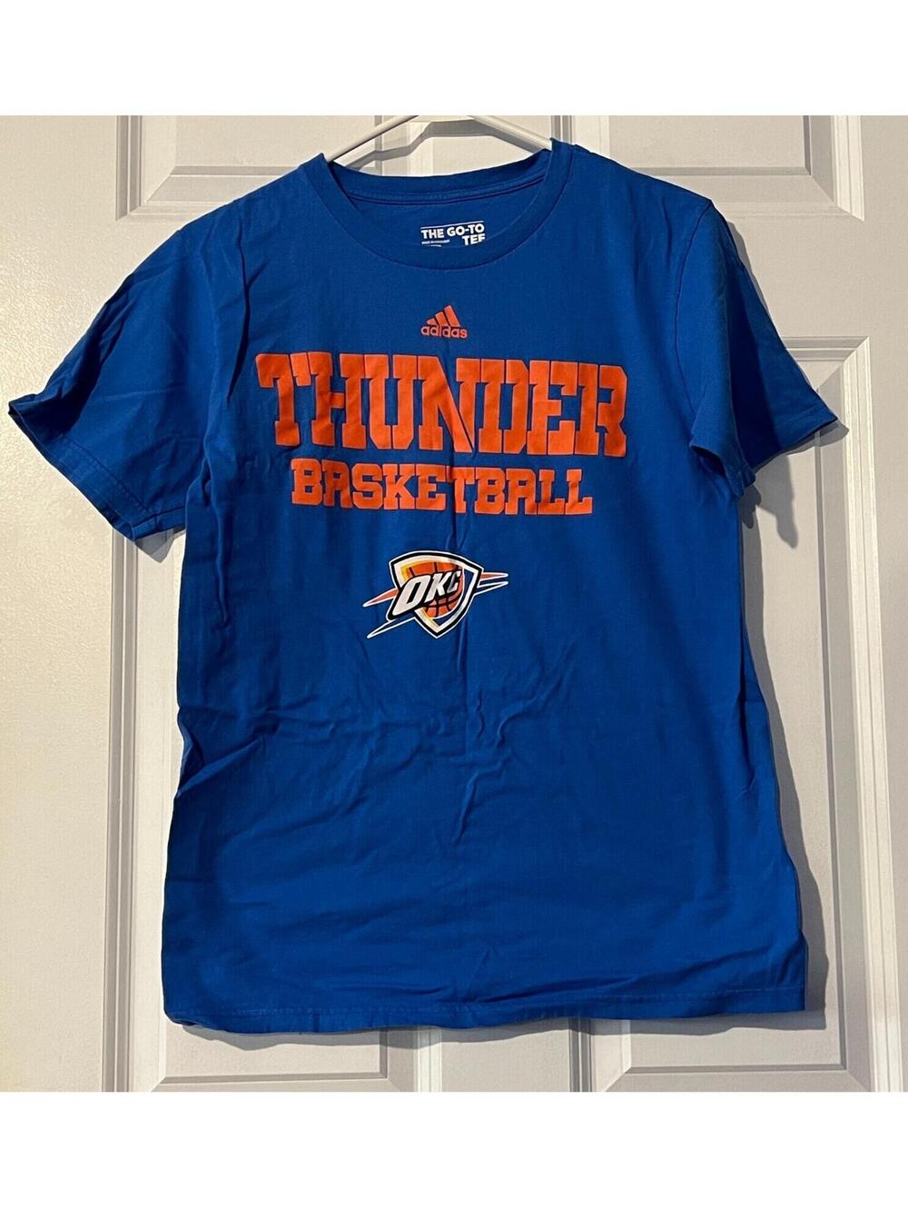 Oklahoma City Thunder Adidas NBA Climalite Blue T Shirt Men's Medium